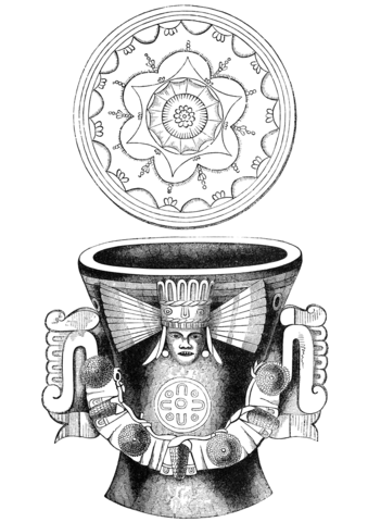 Aztec Funeral Vase And Cover Coloring Page